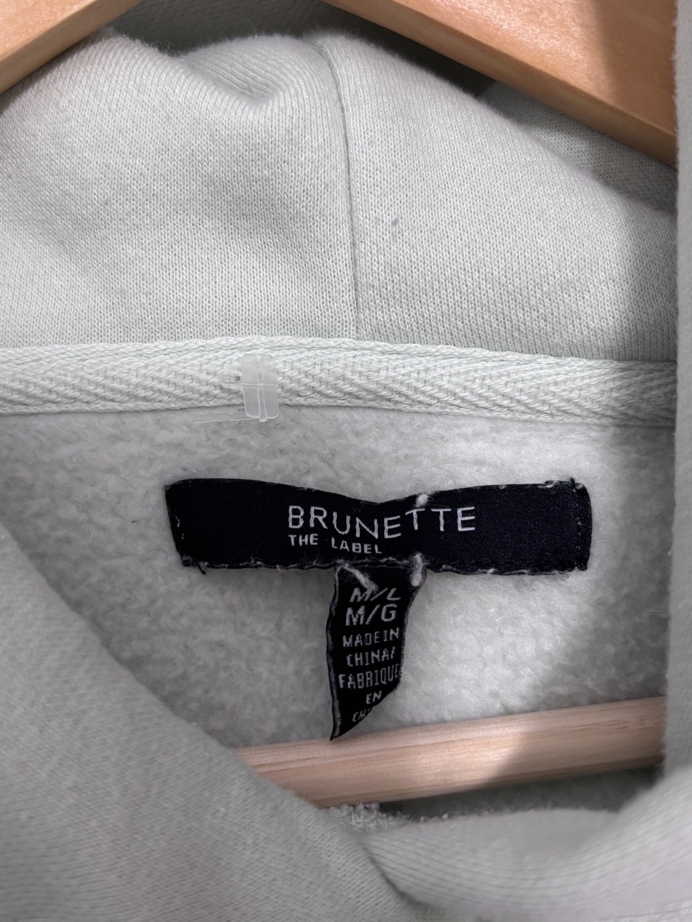 Brunette The Label Light Mint Hoodie with Black Logo Tag - Picture 3 of 3